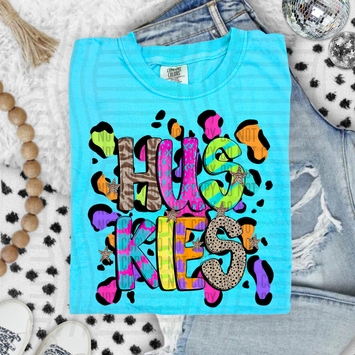 Huskies Funky Mix Up Leopard Mascot (Caplinger) DTF transfer