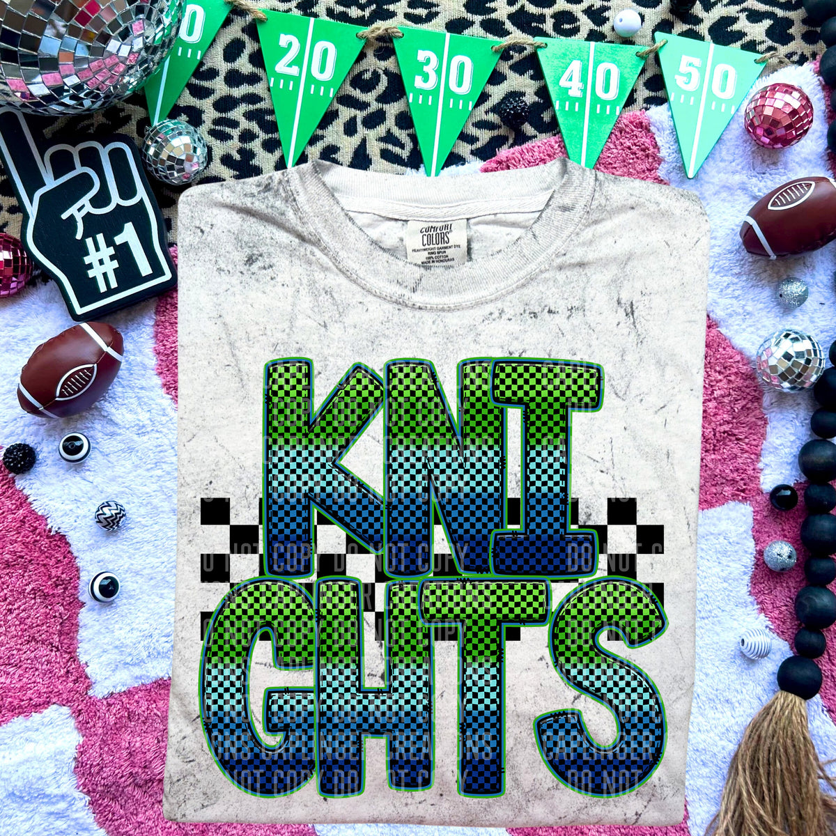 Knights Blue and Green Checkered (Caplinger) DTF transfer