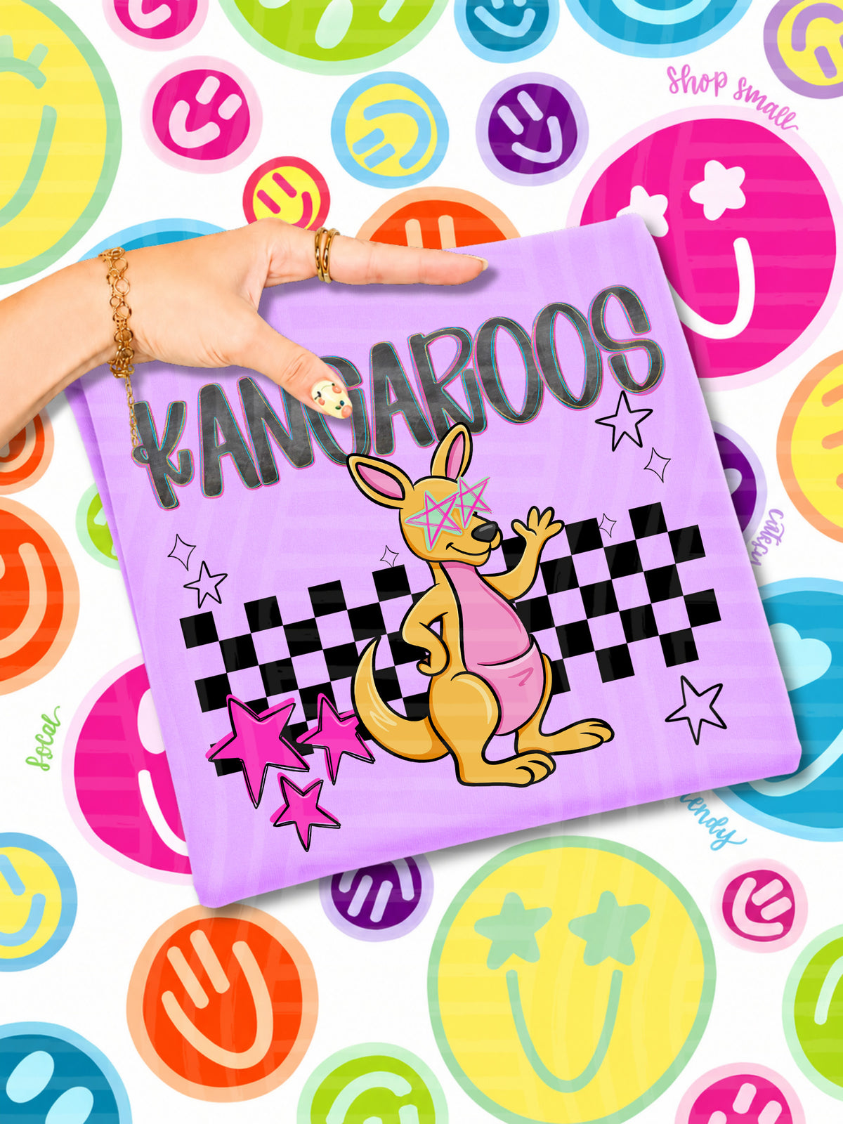 kangaroos starry eyed checks (CAPLINGER) DTF Transfer
