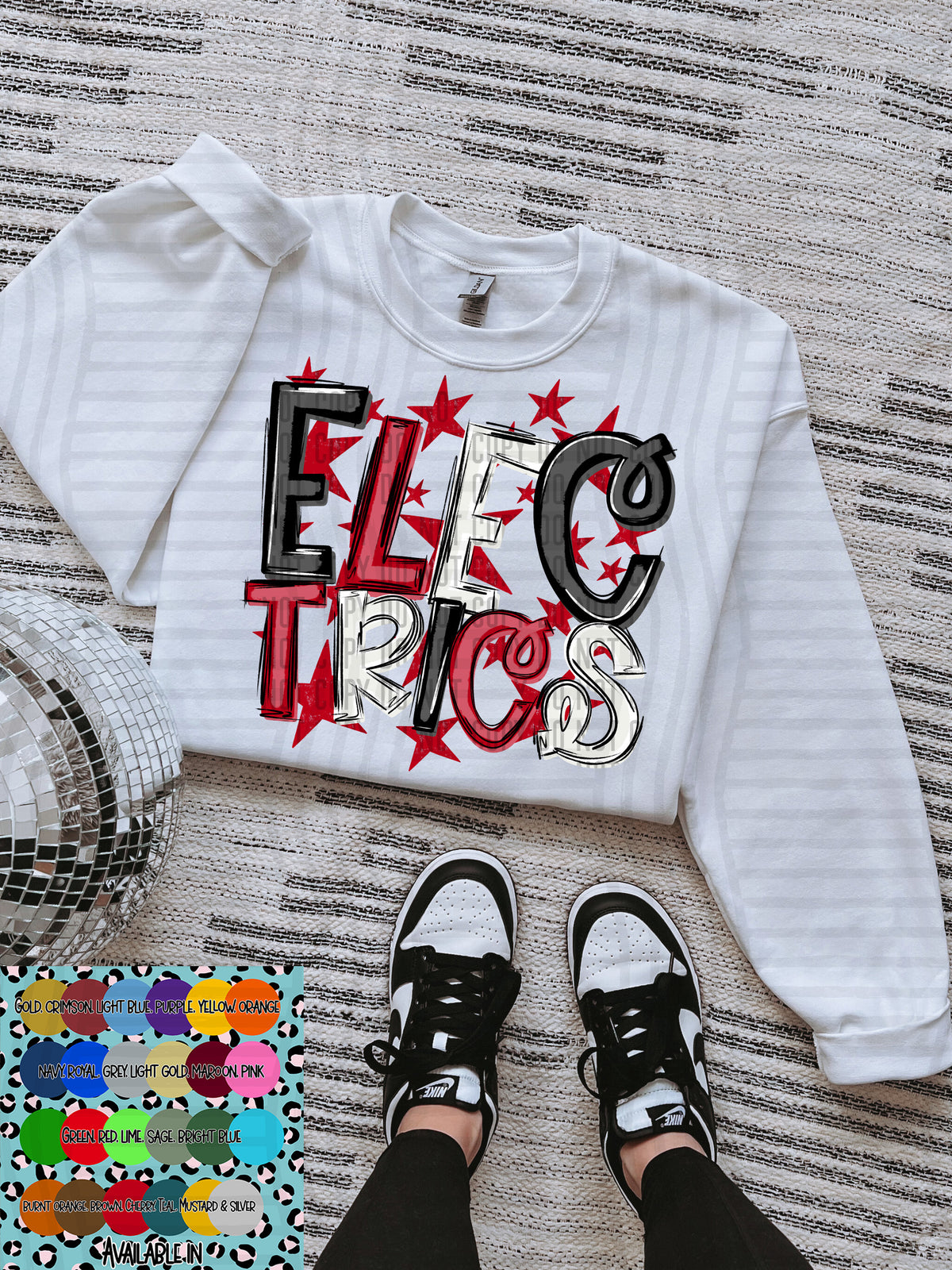 electrics black white and red with red stars (Caplinger) DTF Transfer
