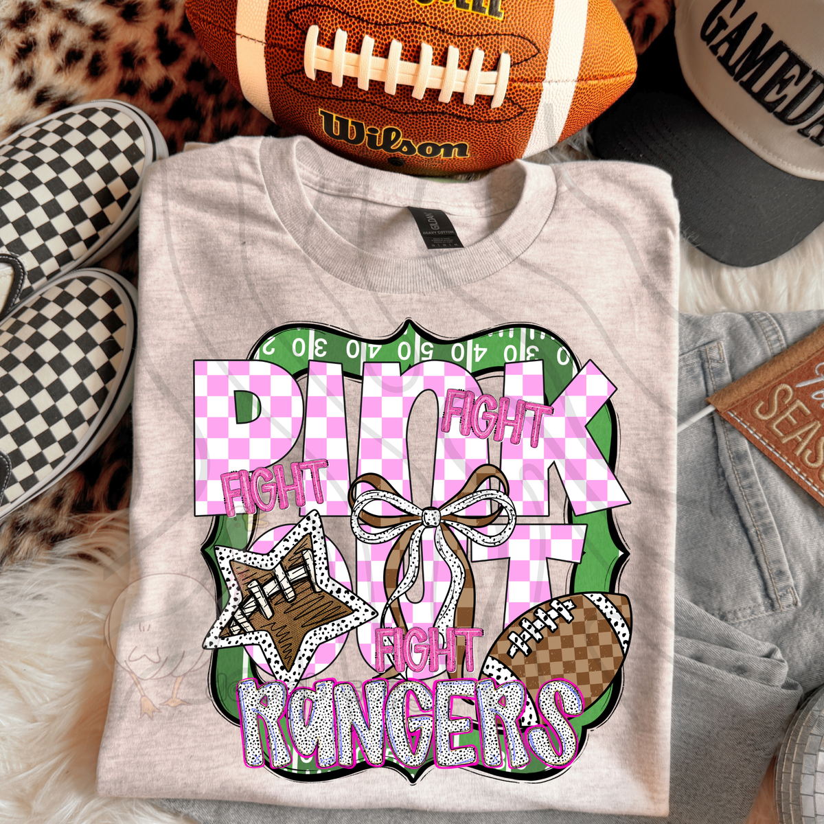 Rangers fight fight fight pink out (DKD) DTF transfer