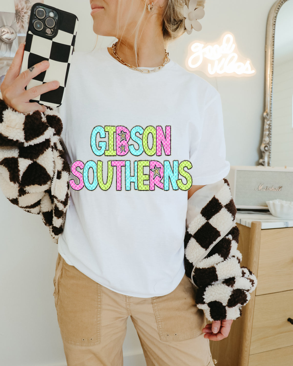 Gibson Southern Colorful Checkered (caplinger) DTF transfer