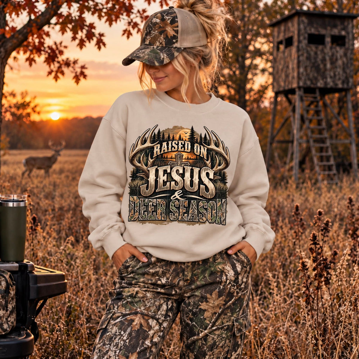 Raised on Jesus & deer season Tuesday Deal DTF
