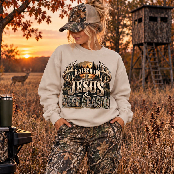 Raised on Jesus & deer season Tuesday Deal DTF