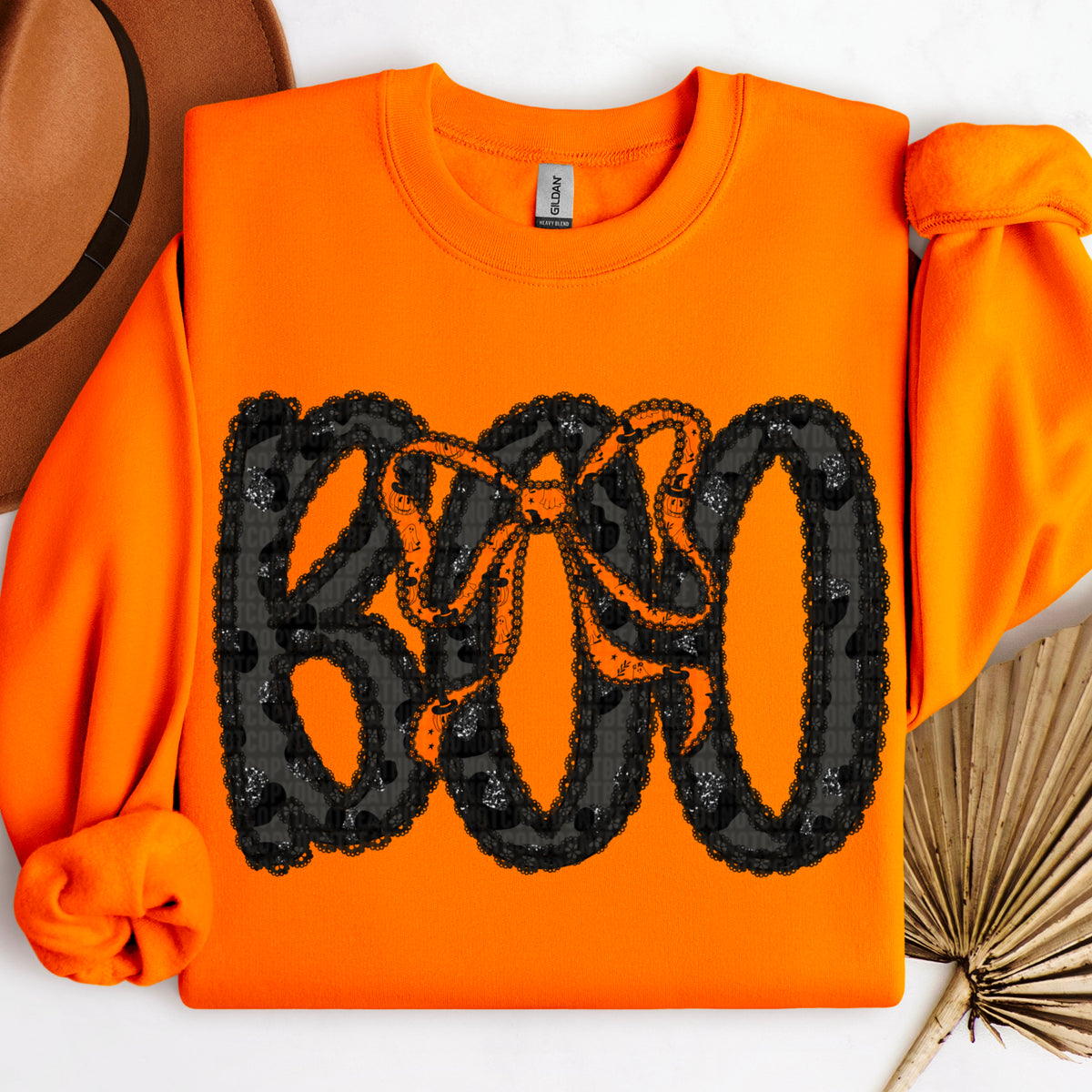 Boo lace with orange bow 109731 DTF transfer