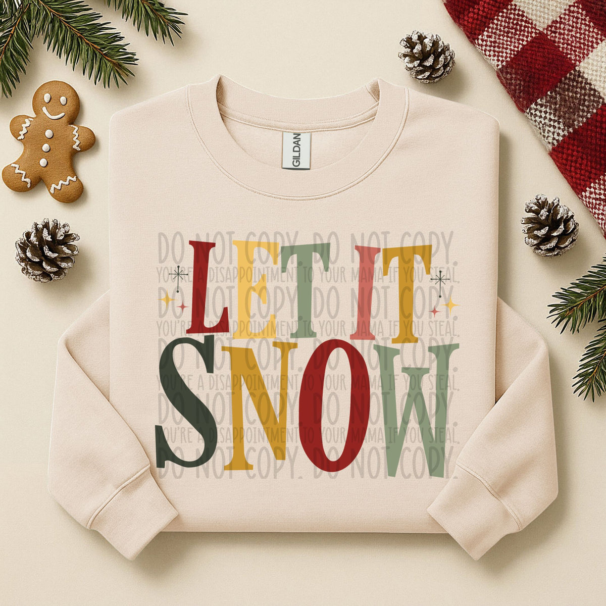 Let it Snow (red green pink yellow) (SWD) DTF transfer