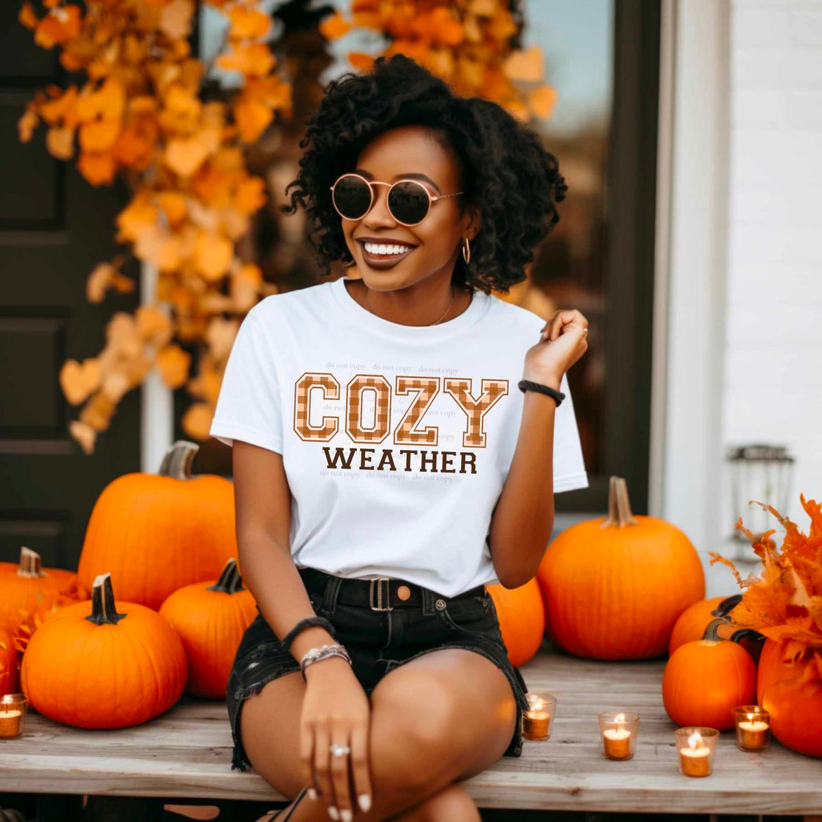 Cozy weather orange plaid (CSC) 55580 DTF transfer
