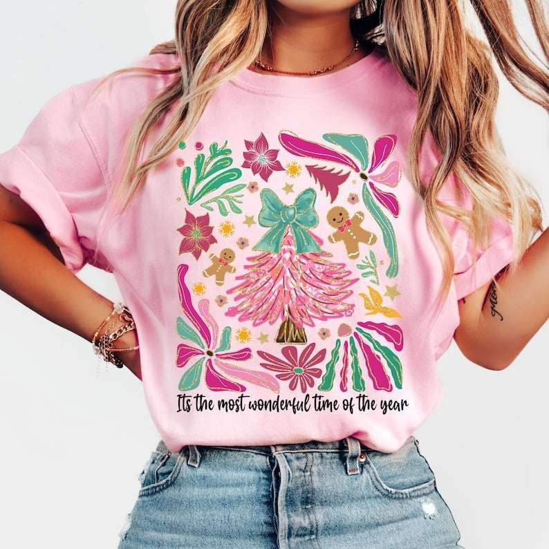 It’s the most wonderful time pink and green rectangle 67920 DTF transfer