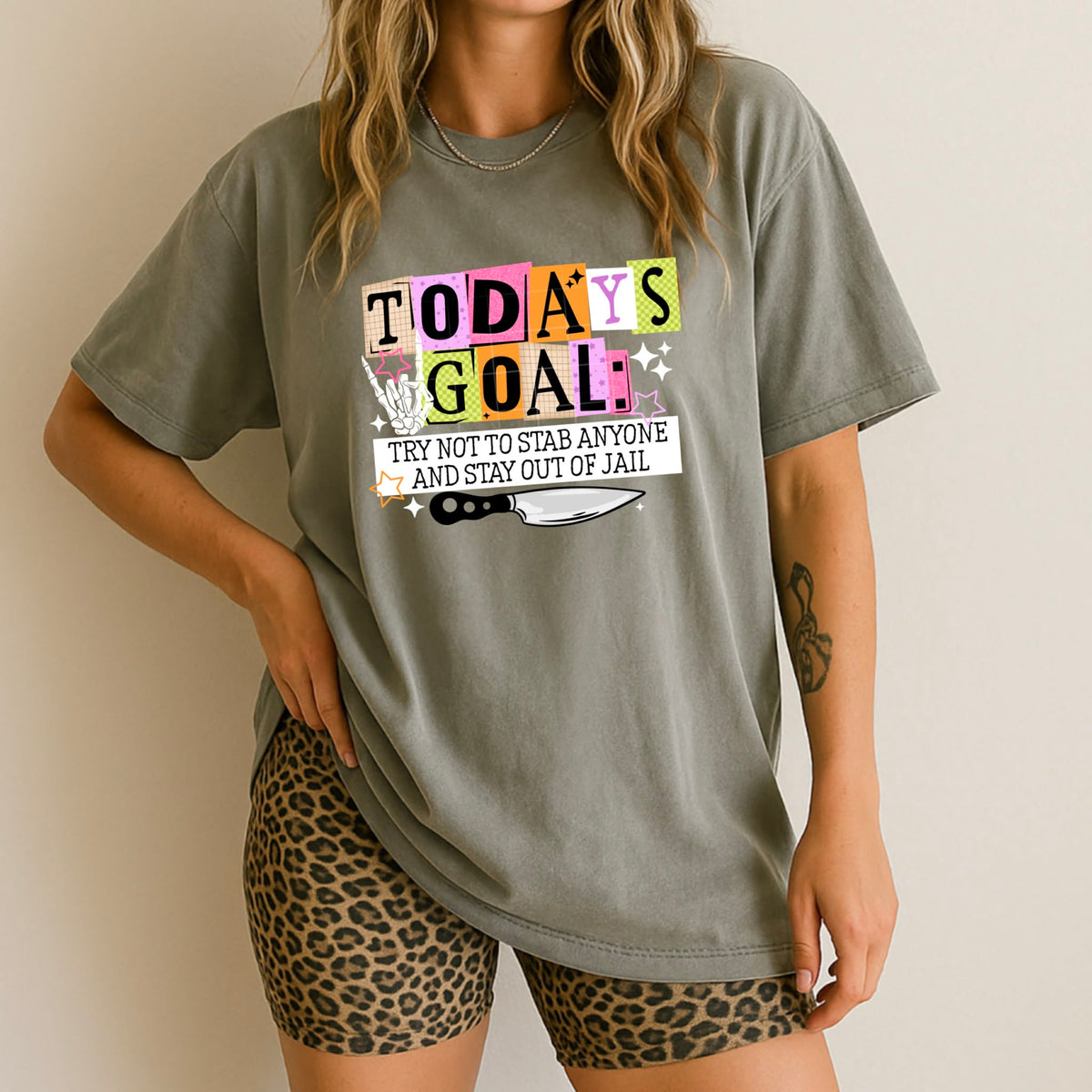 Today’s goal stay out of jail (white) (csc) DTF Transfer