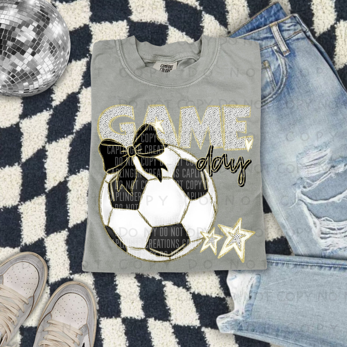 Game day soccer with black bow (Caplinger) 87832 DTF transfer