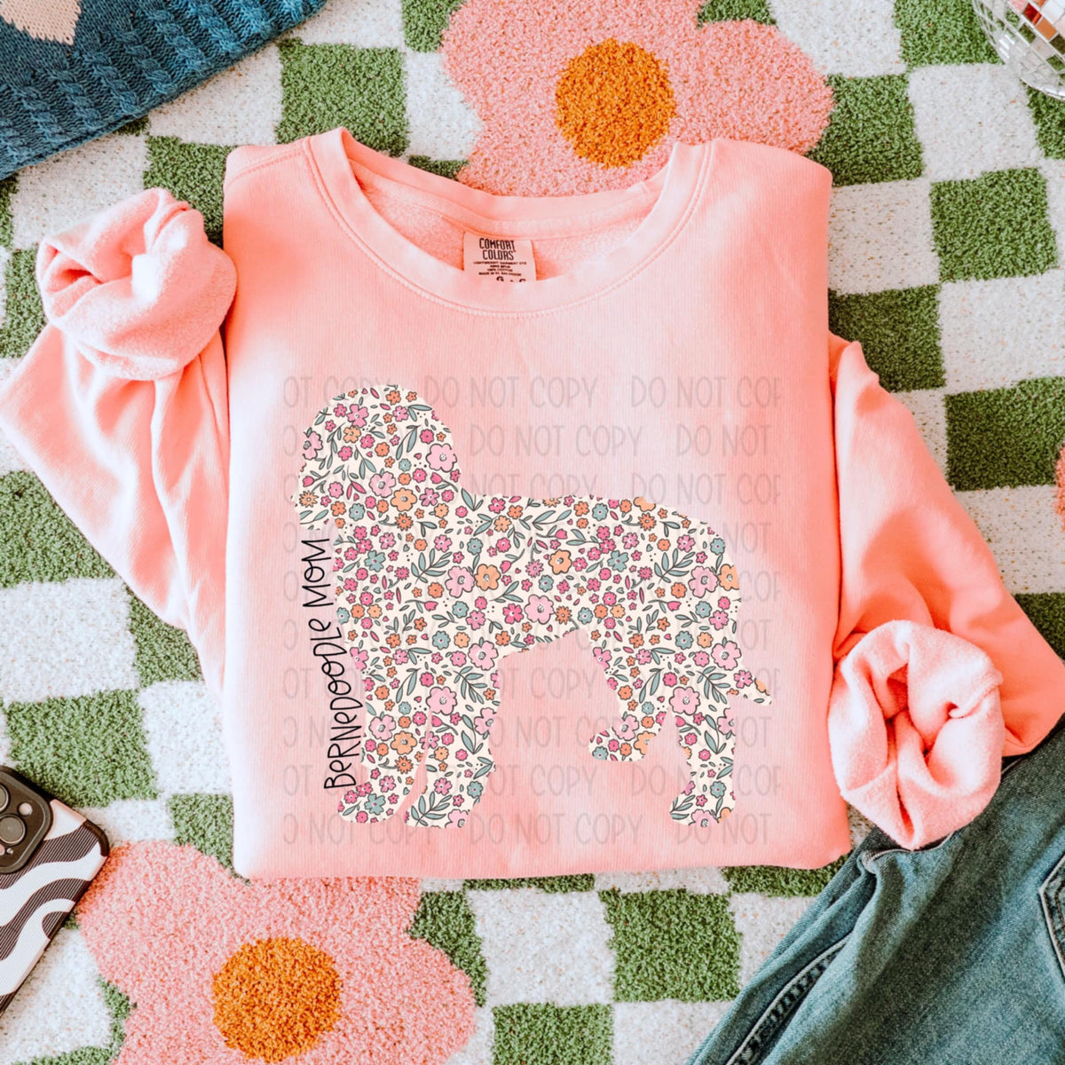 Bernedoodle mom floral puppy (SWD) 87036 DTF transfer