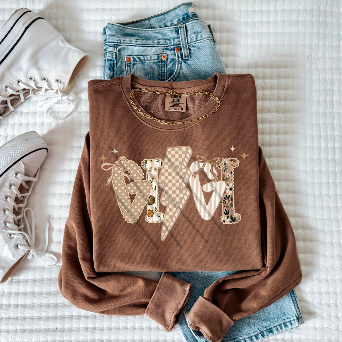 Tan pumpkin pattern and lace Gigi (MZ) 113465 DTF Transfer