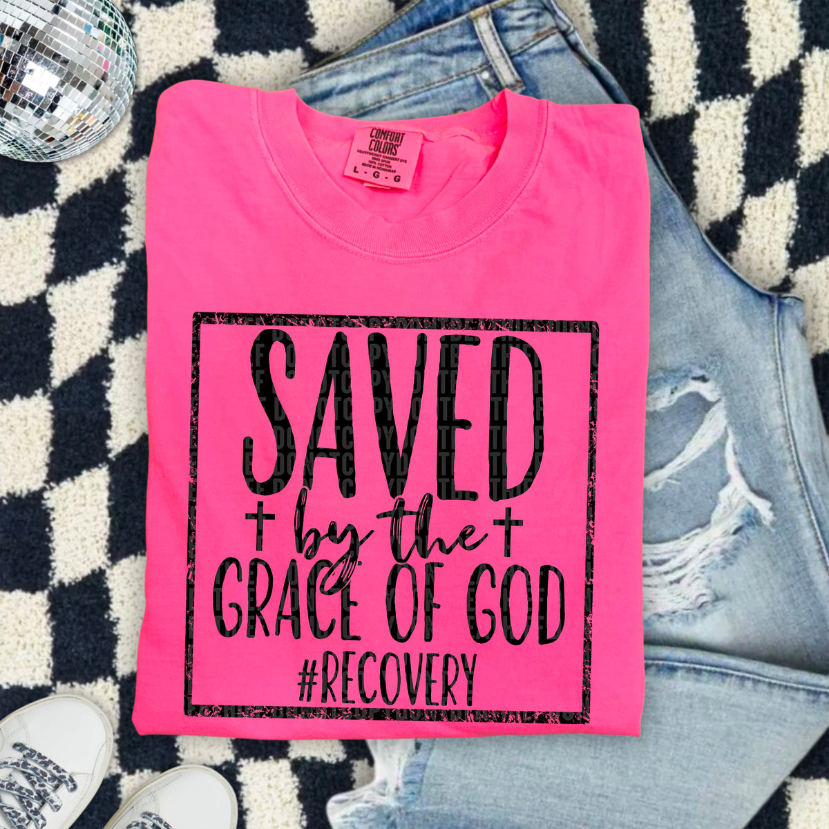 Saved by the grace of god frame BLACK 103388 DTF transfer
