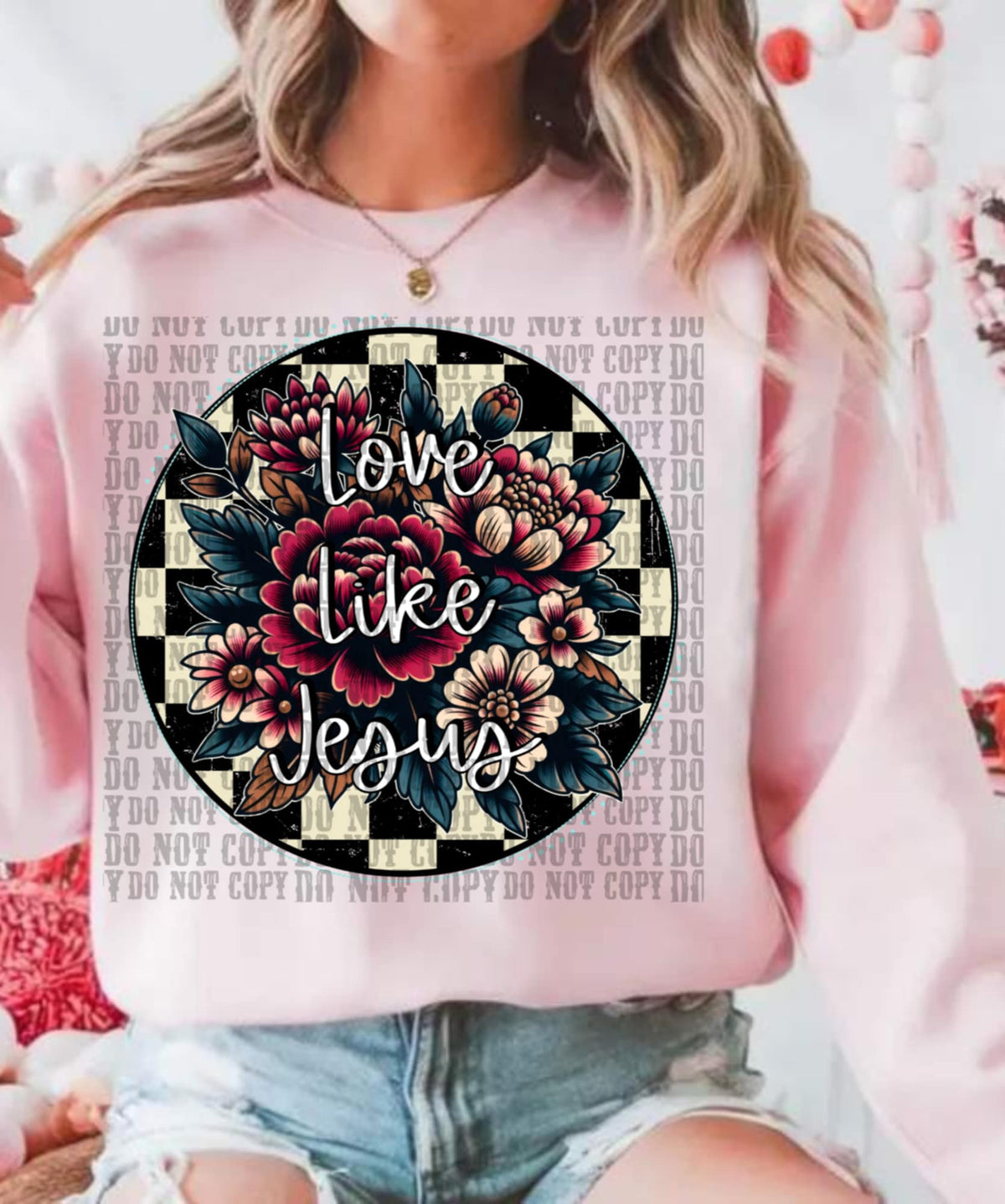 Love like Jesus floral circle 94596 DTF transfer