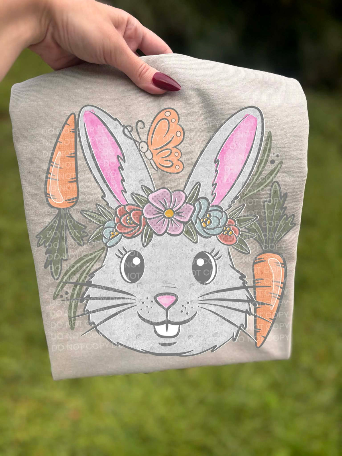 Light Gray bunny & carrots (Scg) DTF transfer