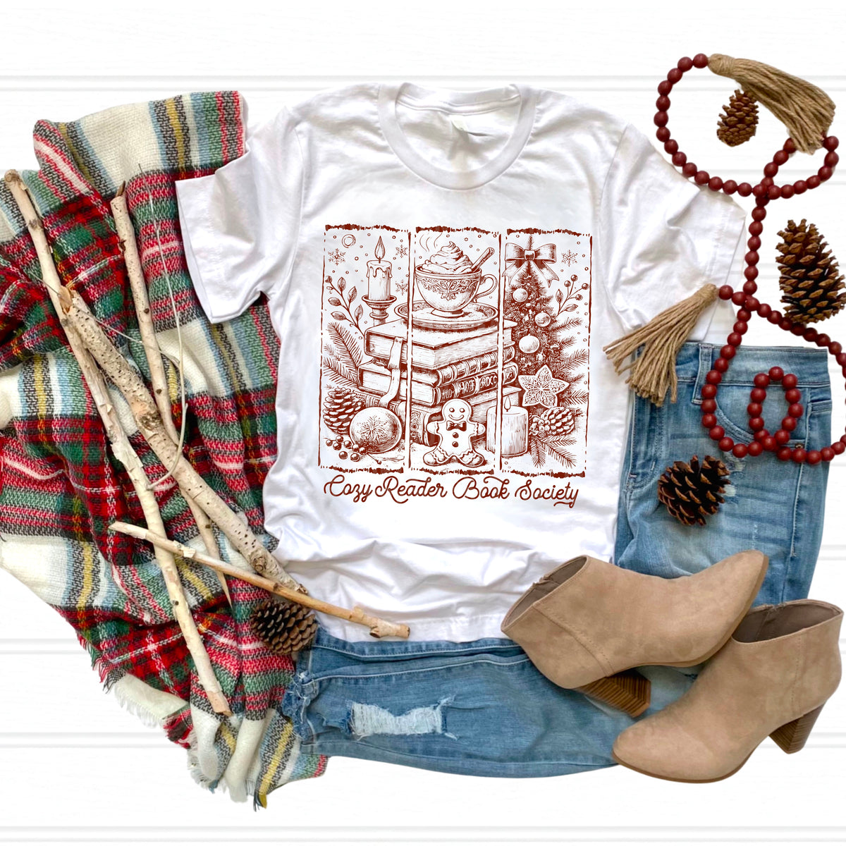 Cozy Readers Book Club Christmas (BROWN) 113371 DTF transfer