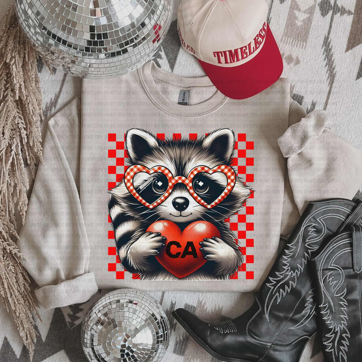 CA heart raccoon state (revel) DTF Transfer