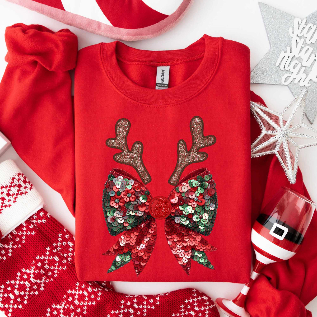 Sequin Christmas bow (CITY) 62051 DTF transfer