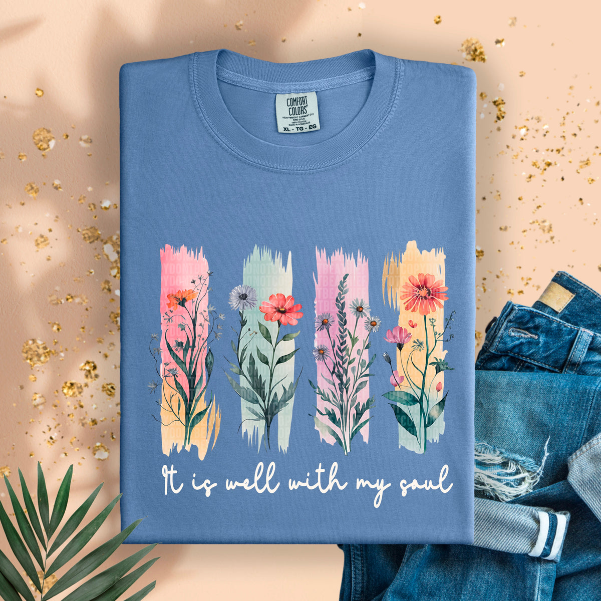 It is well with my soul brushstrokes white font 94973 DTF transfer