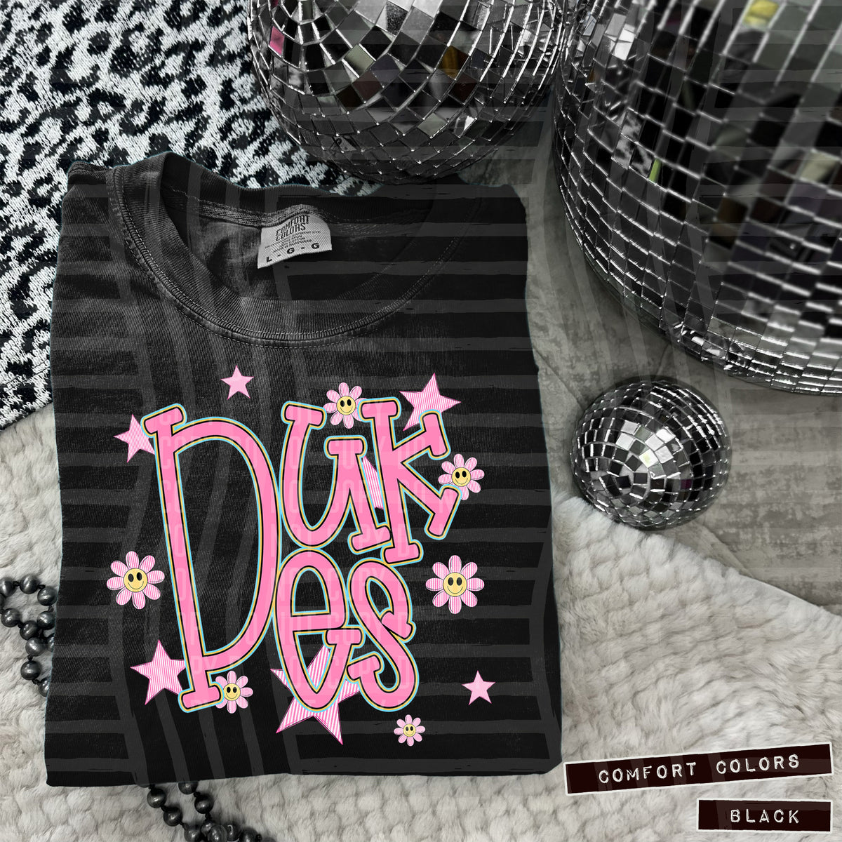 Dukes Pink Flowers And Stars 104948 DTF transfer