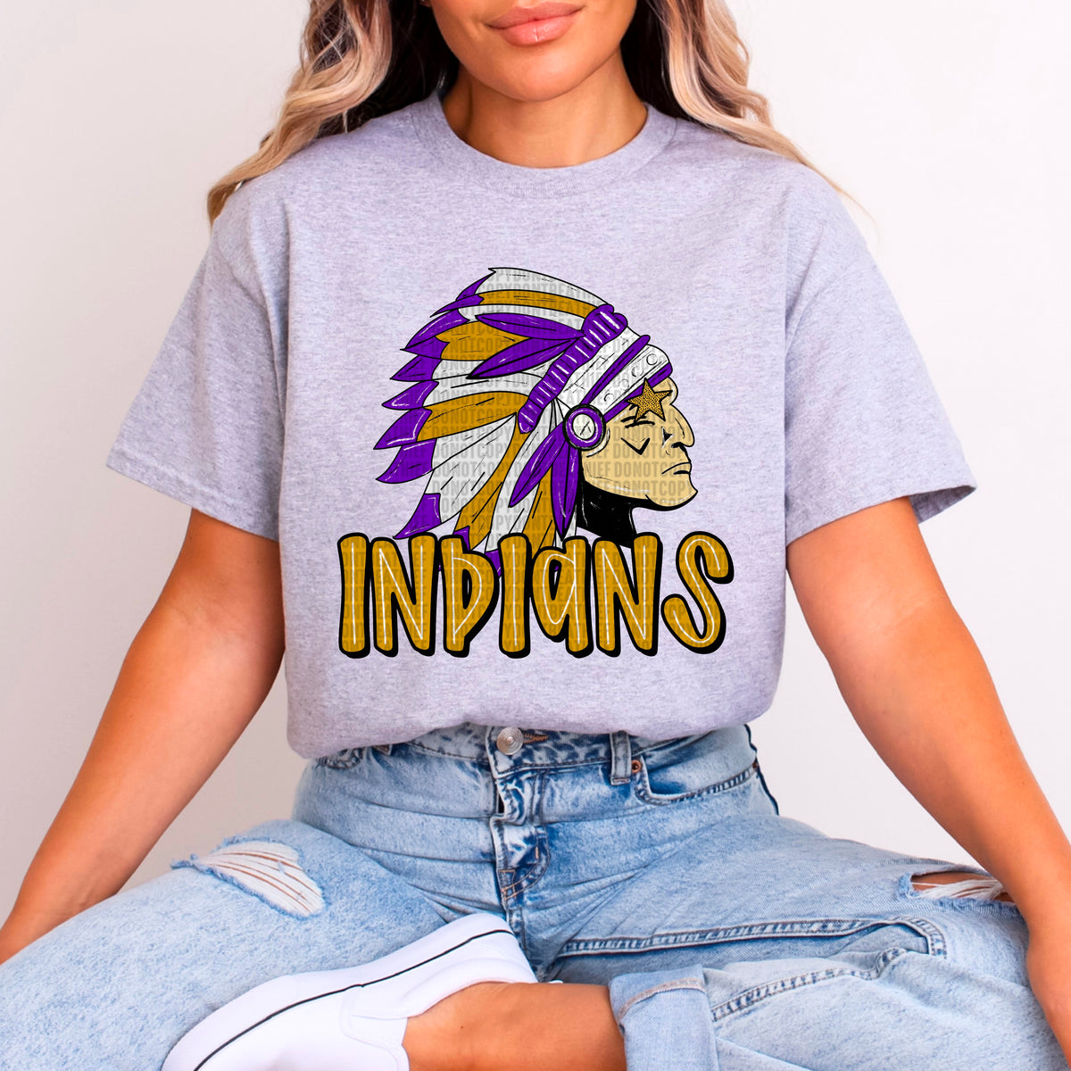 Indians yellow font 93779 DTF transfer