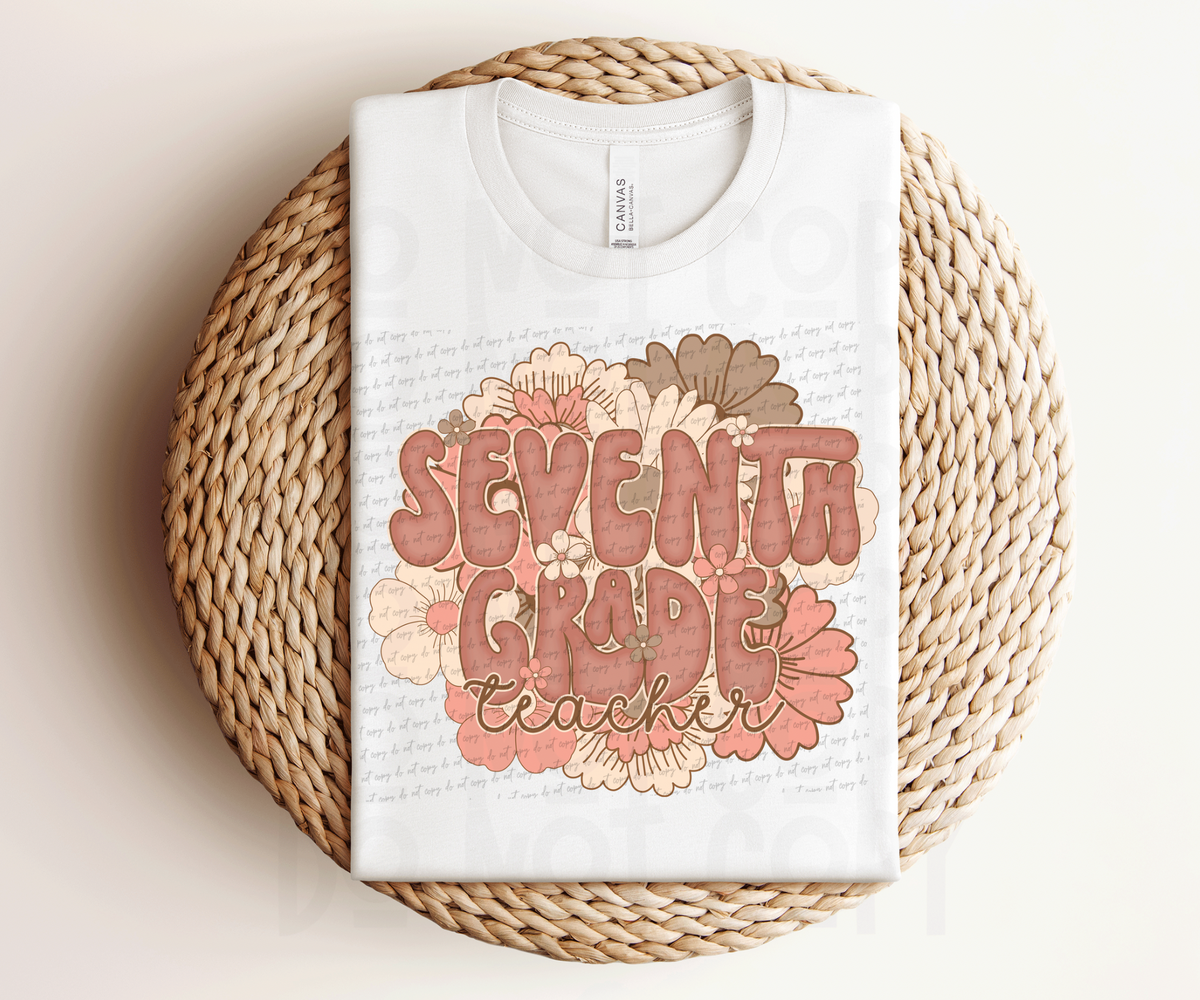 Seventh Grade Teacher (pastel florals) 30885 DTF transfer