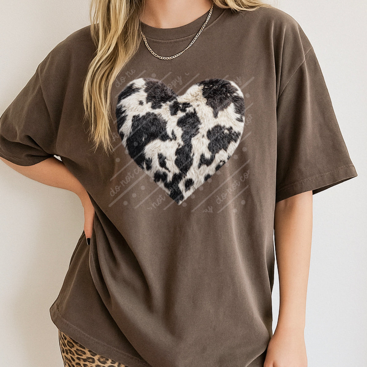 Faux cow print heart DTF Transfer
