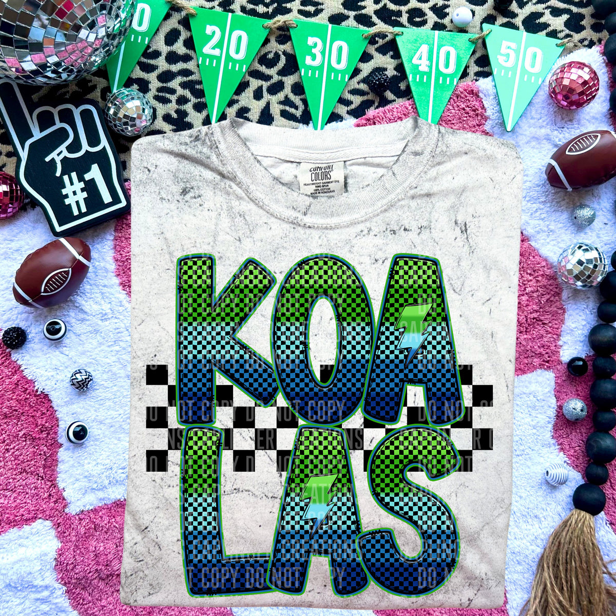Koalas Blue and Green Checkered (Caplinger) DTF transfer