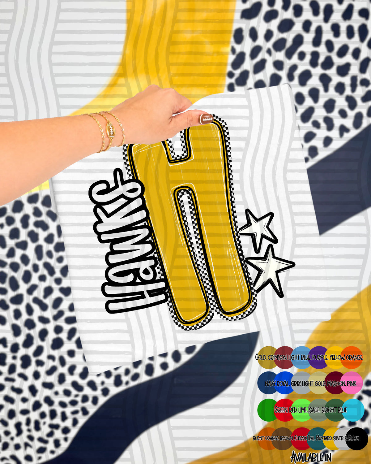 Hawks Checker Crush Yellow (Caplinger) DTF transfer