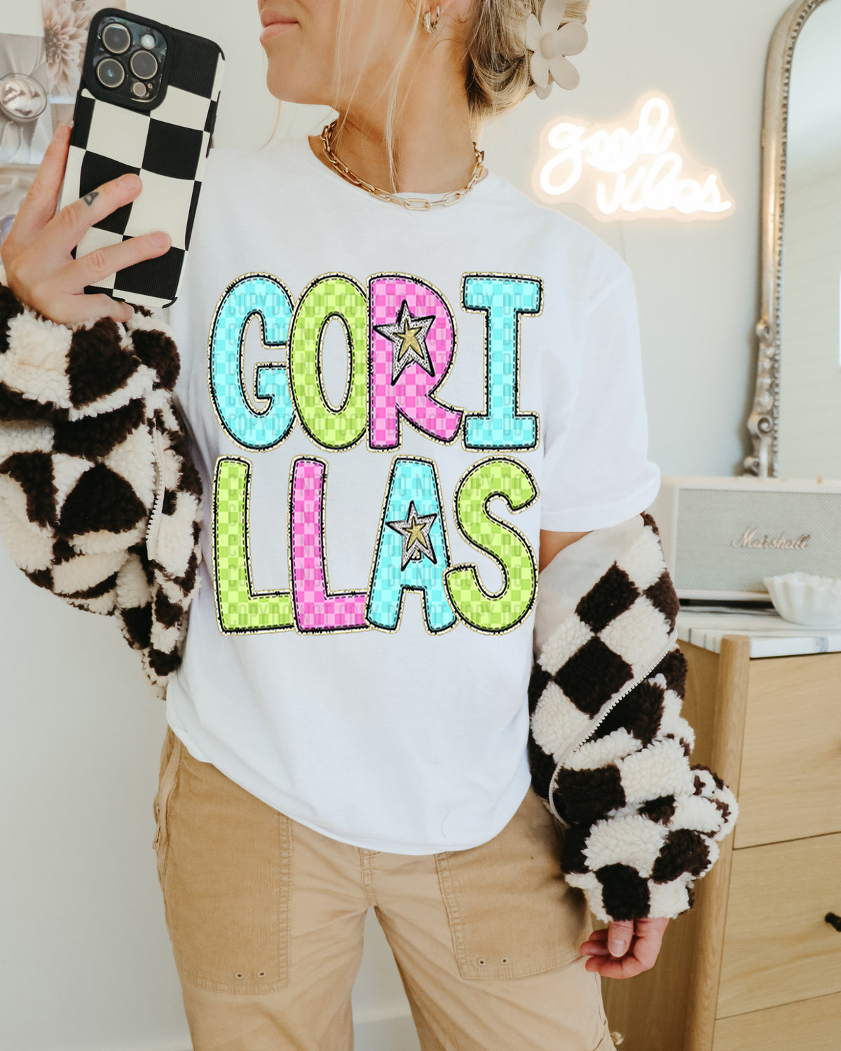 Gorillas Colorful Checkered (caplinger) DTF transfer