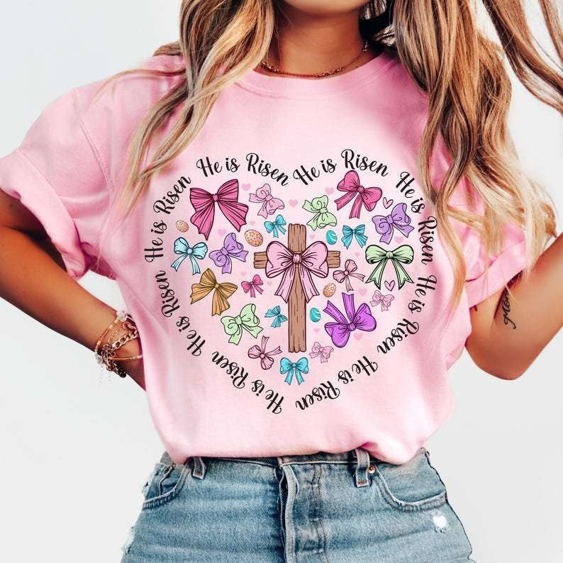 He is risen heart black font 80191 DTF transfer