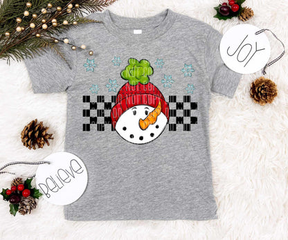 Snowman red hat blue snowflakes (caplinger) 73080 DTF transfer