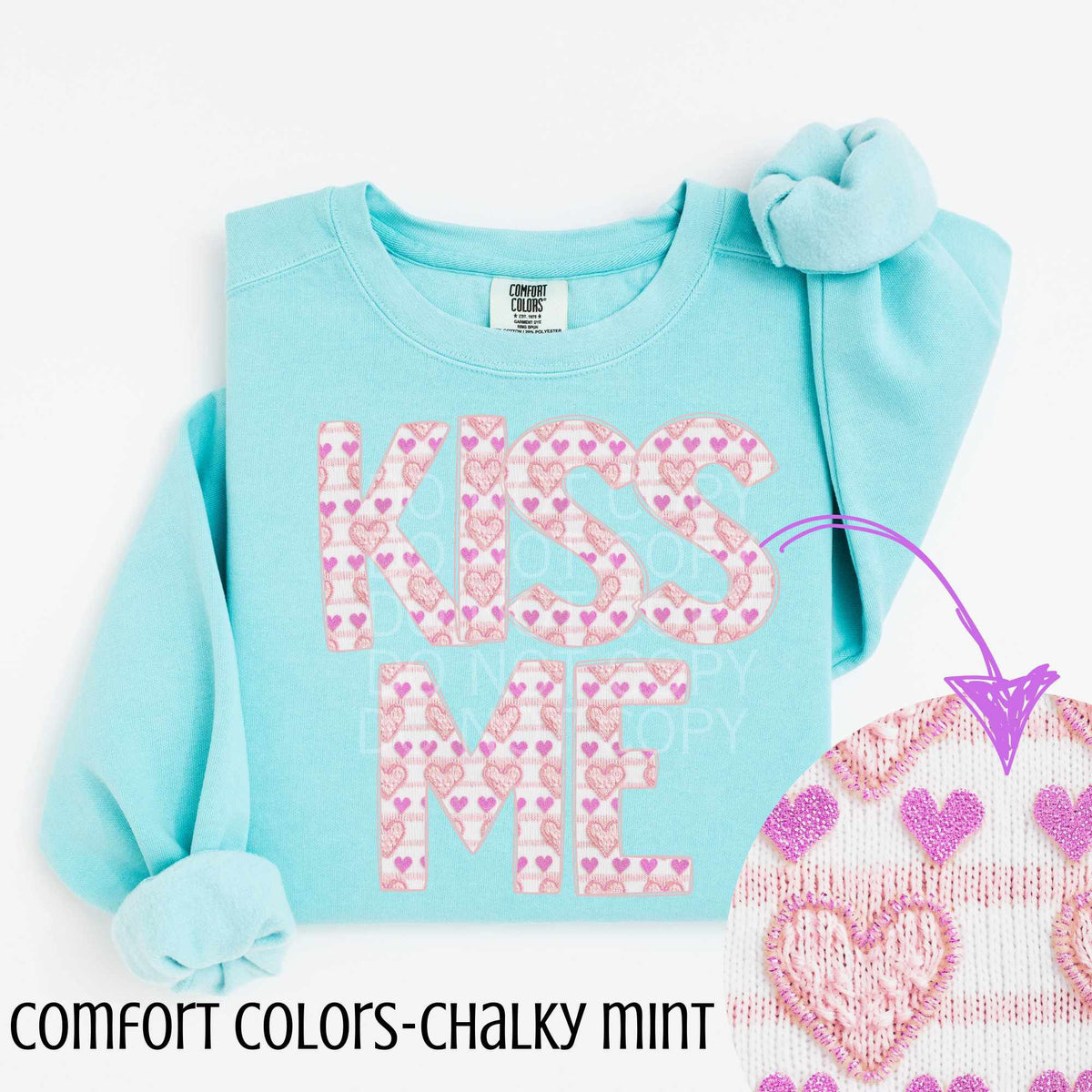 Kiss me knitted hearts (CSG) 80706 DTF transfer