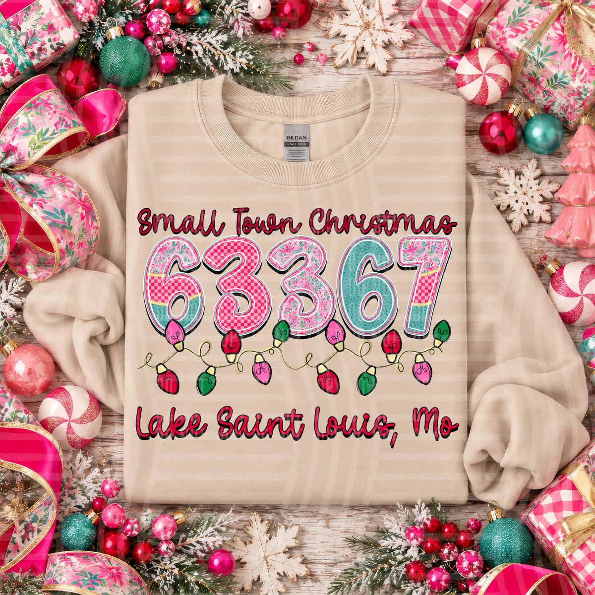 63367 small town christmas zip, town, state (caplinger) DTF Transfer