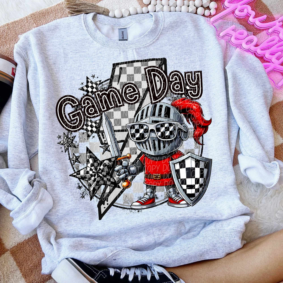 Game day knight red outfit lightning bolt (CITY) 52521 DTF transfer