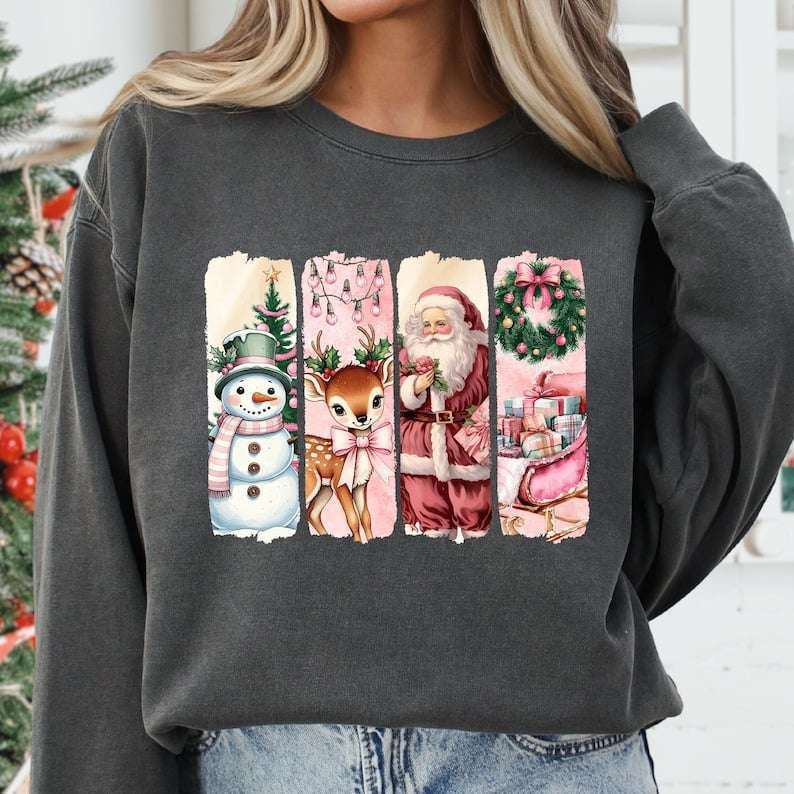 Pink Christmas rectangles 67922 DTF transfer