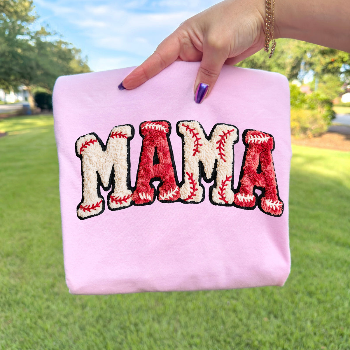 Baseball mama faux patch DTF Transfer