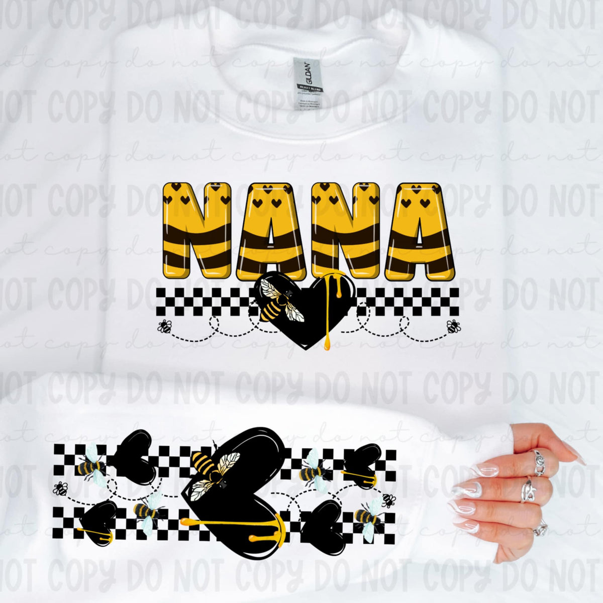Nana honey bee patterned FRONT (REVEL) 91254 DTF transfer
