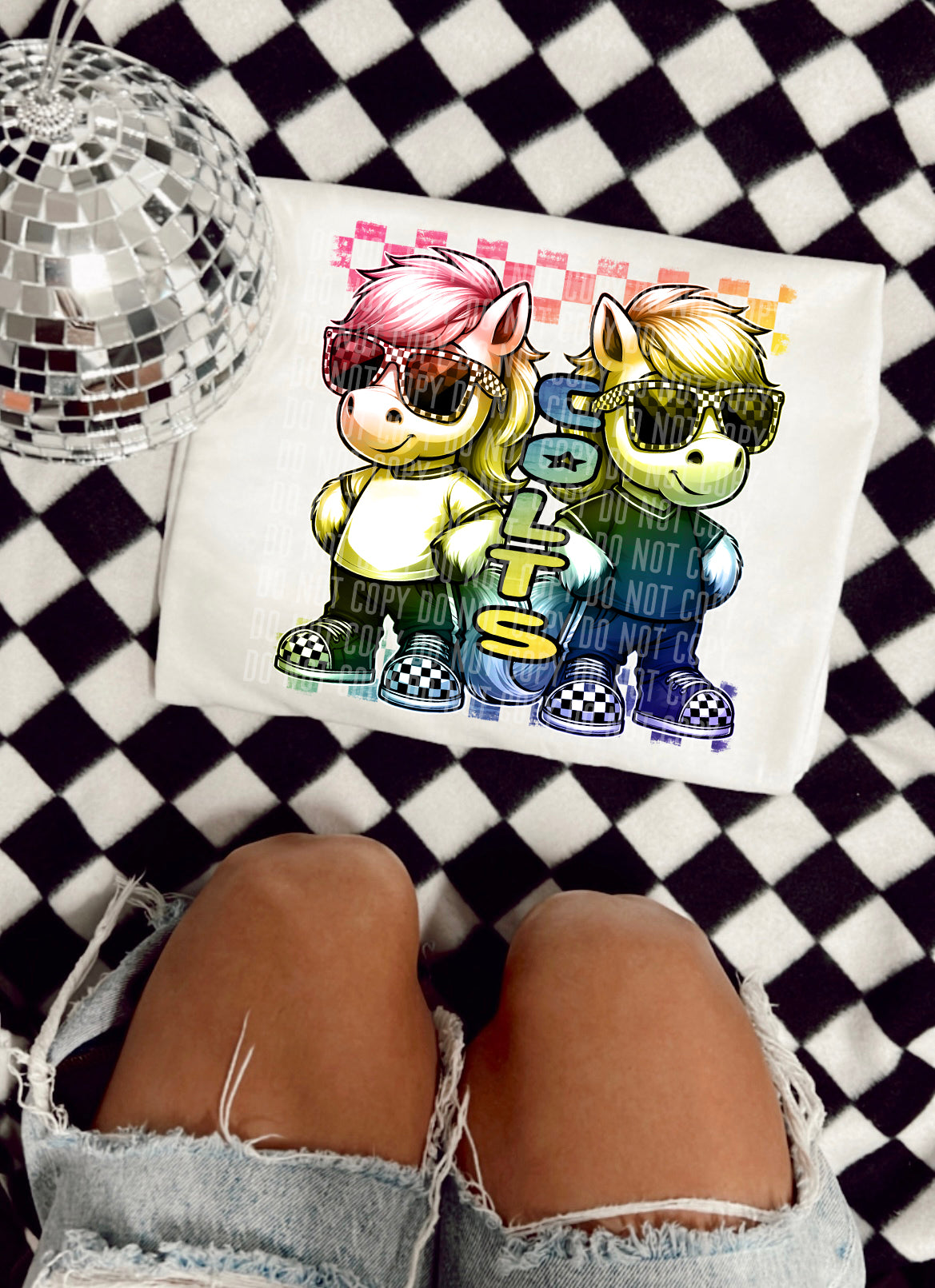 Rainbow Mascot Cartoon Colts 30718 DTF transfers