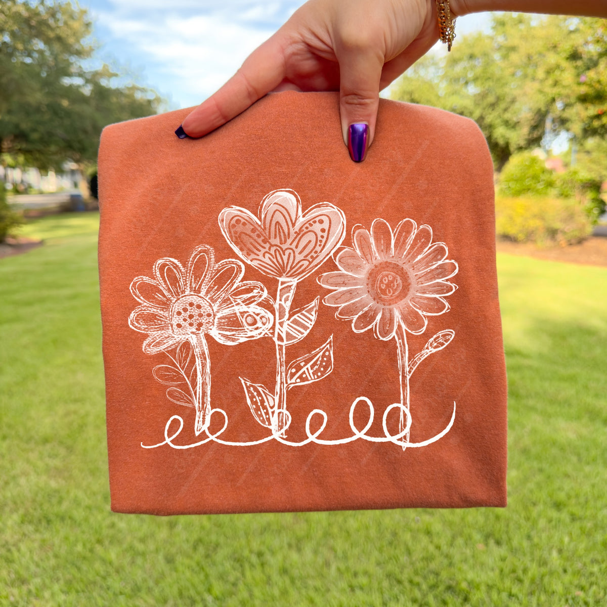 Three flowers (white) (texasgal) DTF Transfer