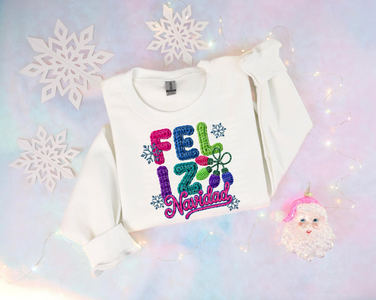 Feliz Navidad pink faux yarn (SCG) DTF Transfer