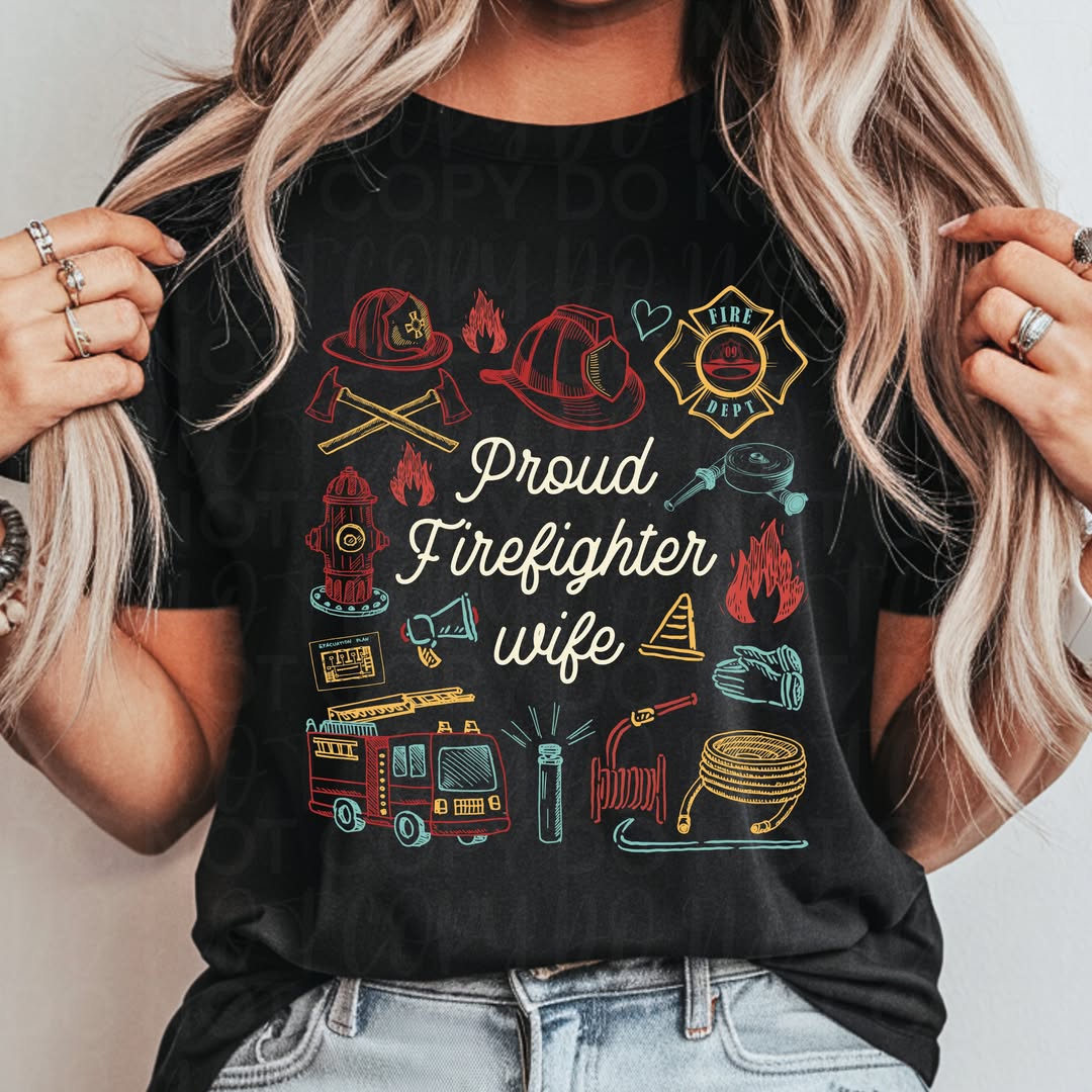 Proud firefighter wife collage (UAC) DTF Transfer