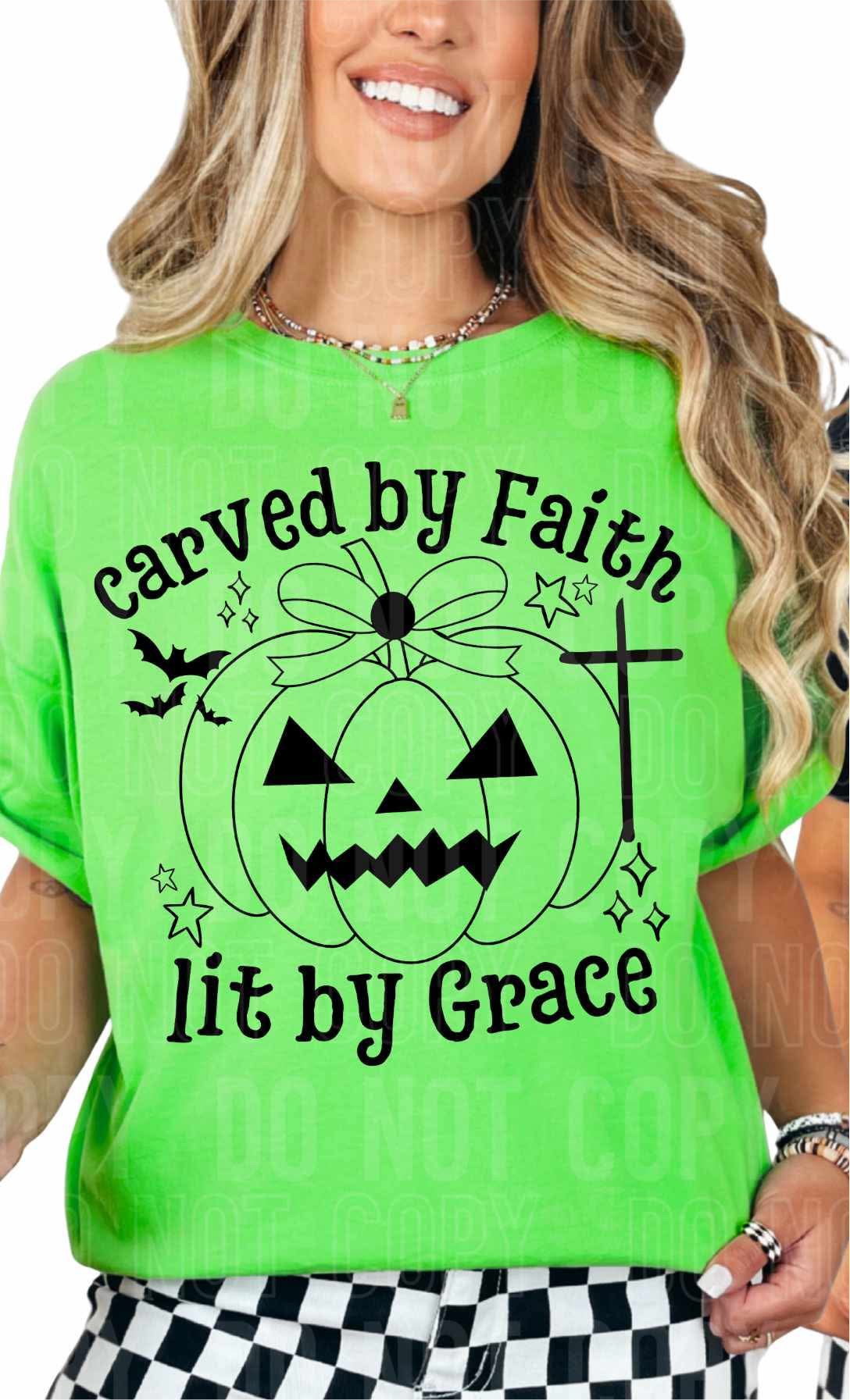 Carved by faith lit by Grace BLACK (SBB) DTF transfer