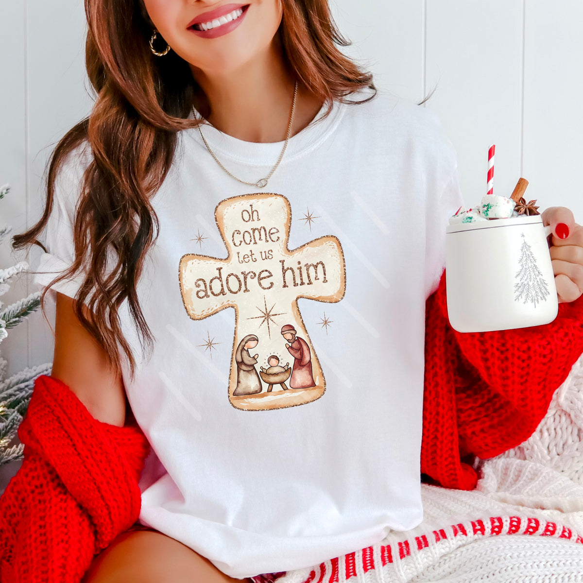 Come let us adore him cross 110878 DTF transfer