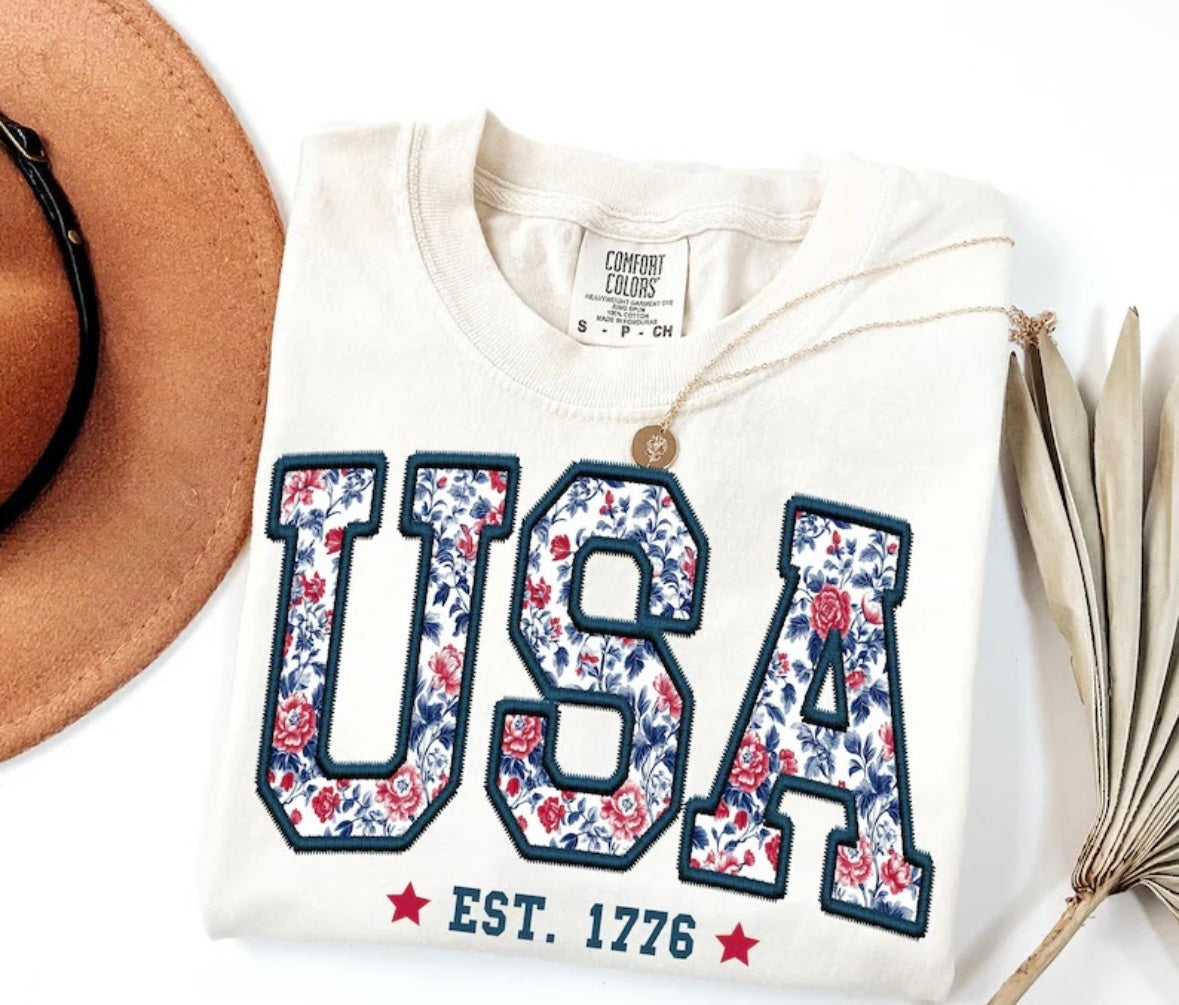 USA est 1776 embroidery 100388 DTF transfer