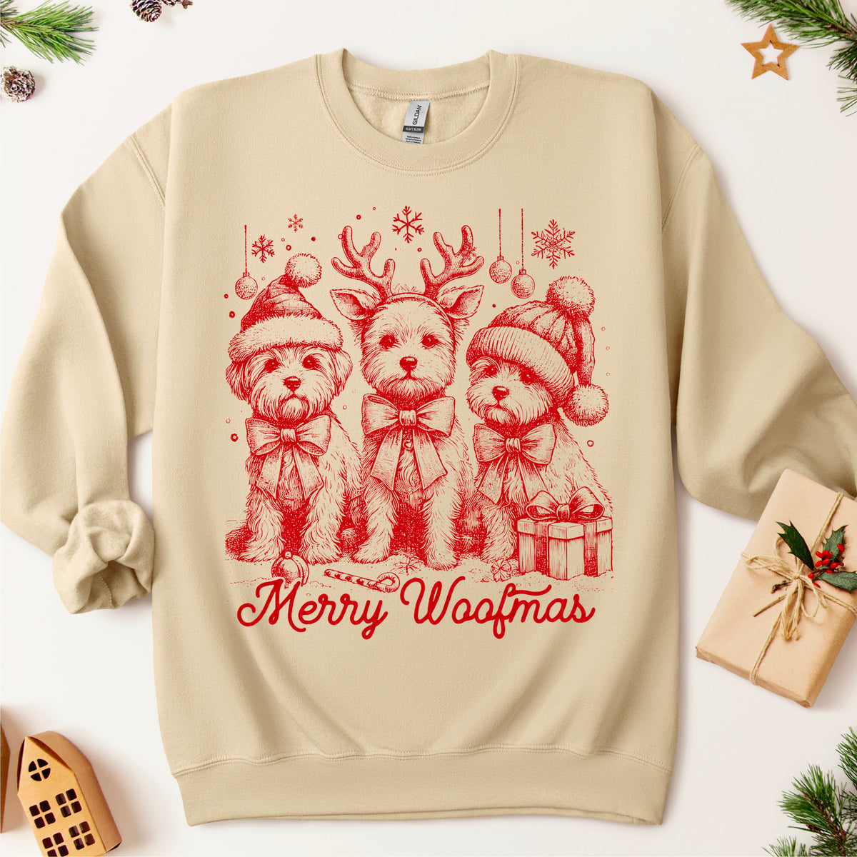 Merry Woofmas Dogs RED 113376 DTF transfer