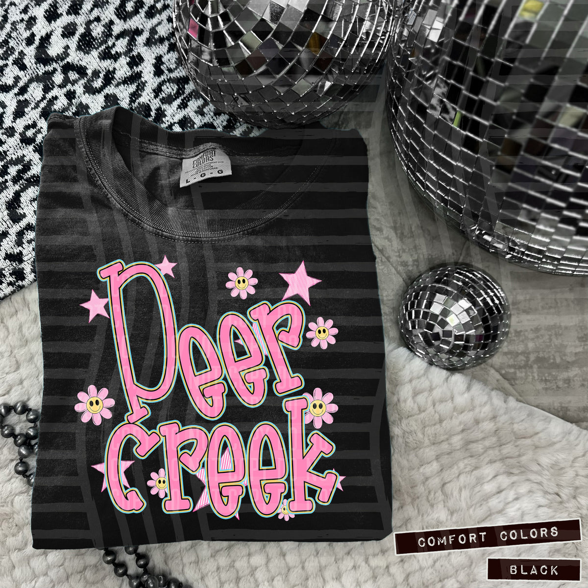 Deer Creek Pink Flowers And Stars 104949 DTF transfer