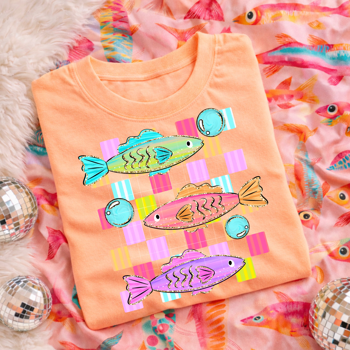 Rainbow fish and checker (CSC) DTF Transfer