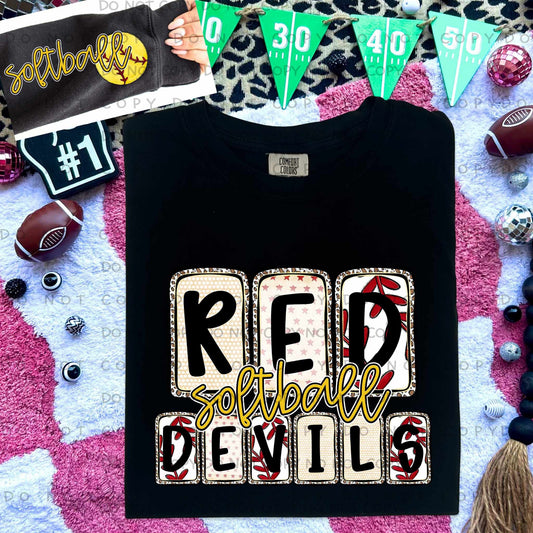 Red Devils Softball FRONT (caplinger) 82663 DTF transfer