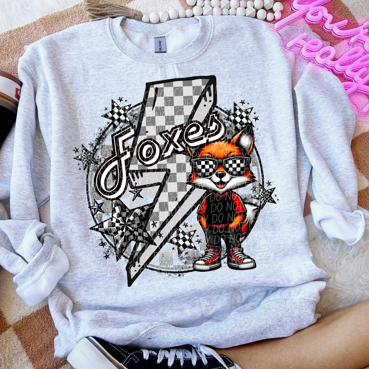 Foxes black and red shirt lightning bolt (CITY) 52487 DTF transfer